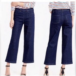 J. Crew Wide Leg Crop Jeans in Deep Indigo